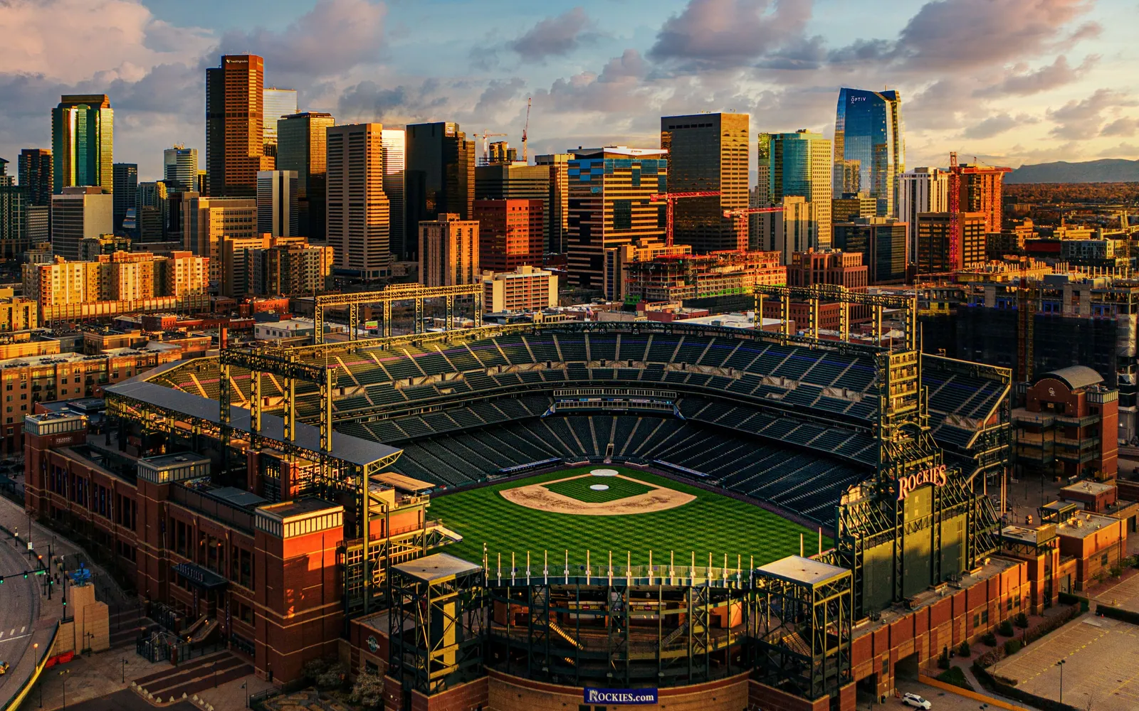 Coors Field from the seating bowl on a clear game day